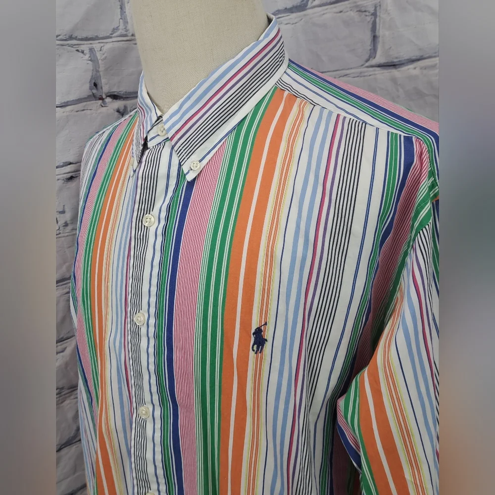Ralph Lauren Men's Classic Fit Button Down Shirt Colorful Striped Size 2XL XXL - Picture 1 of 12